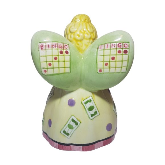 Vintage Pennies from Heaven Ceramic Piggy Bank Bingo Bucks Angel Coin Bank Games - Picture 3 of 6